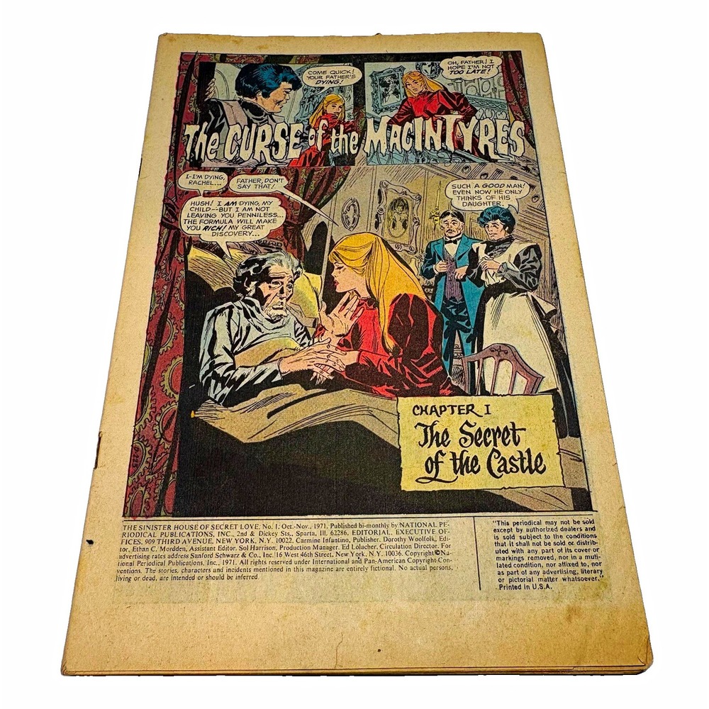 Vintage 1971 DC Sinister House of Secret Love #1 Comic Book Bronze Age Multi